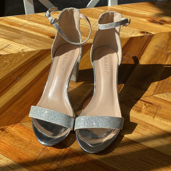 Annaili silver sparkly heeled sandals - Picture 2 of 4